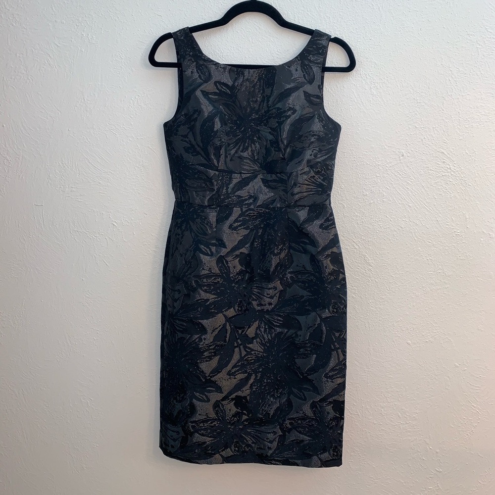 Banana Republic Black Metal Floral Cocktail Dress